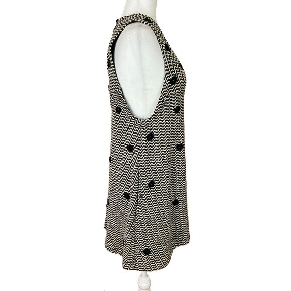 Free People Mod Mini A-Line Jumper Dress Size S Woven Polka Dot V-Neck Pockets - Picture 4 of 7
